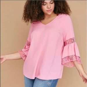 Lane Bryant layered lace bell sleeve top, 18/20/1X